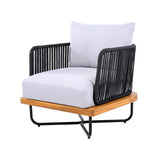 Premium All-Weather Outdoor Rope Sofa Chairs Set (Black & Off-White)