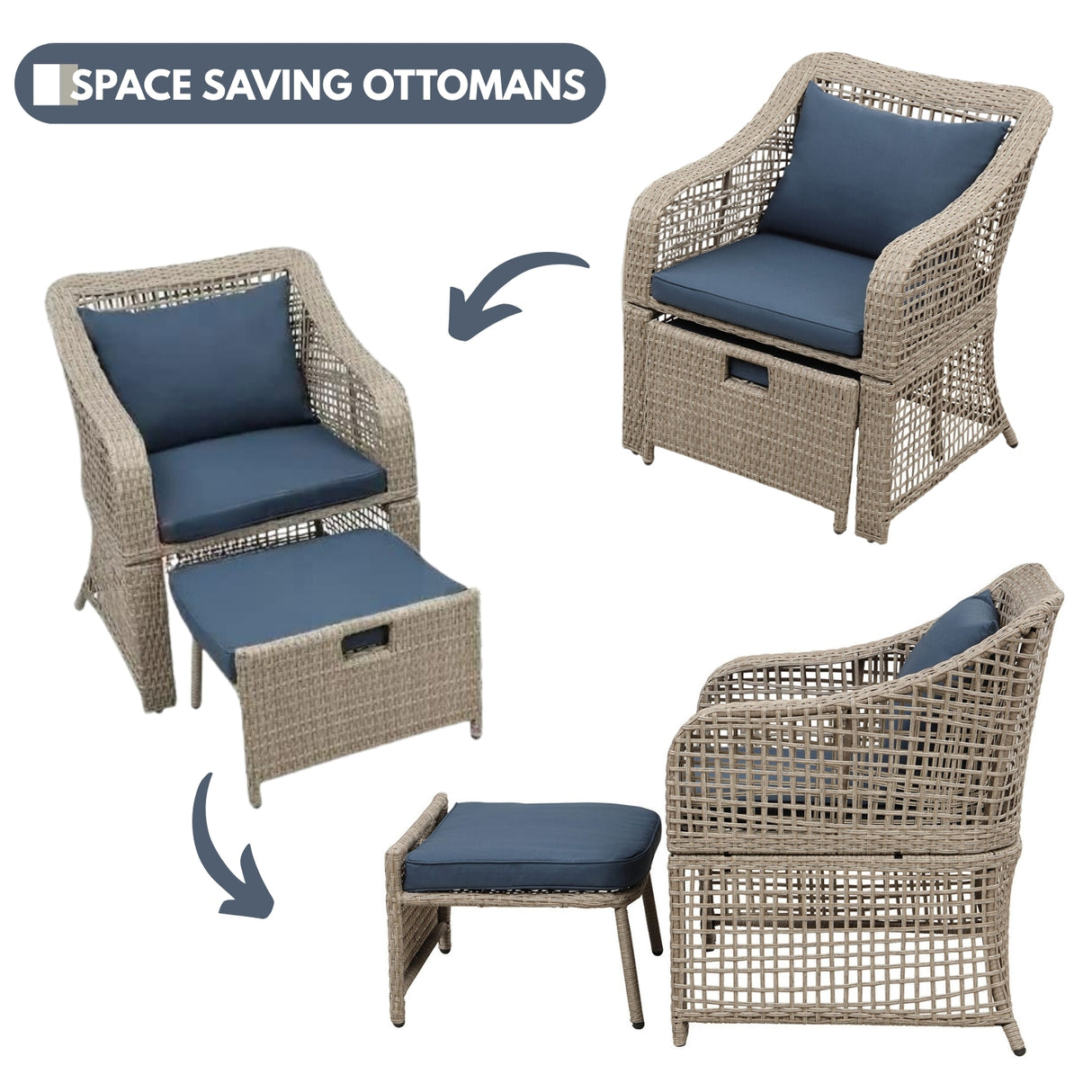 Outdoor Rattan Wicker 5 Piece Patio Sofa Set