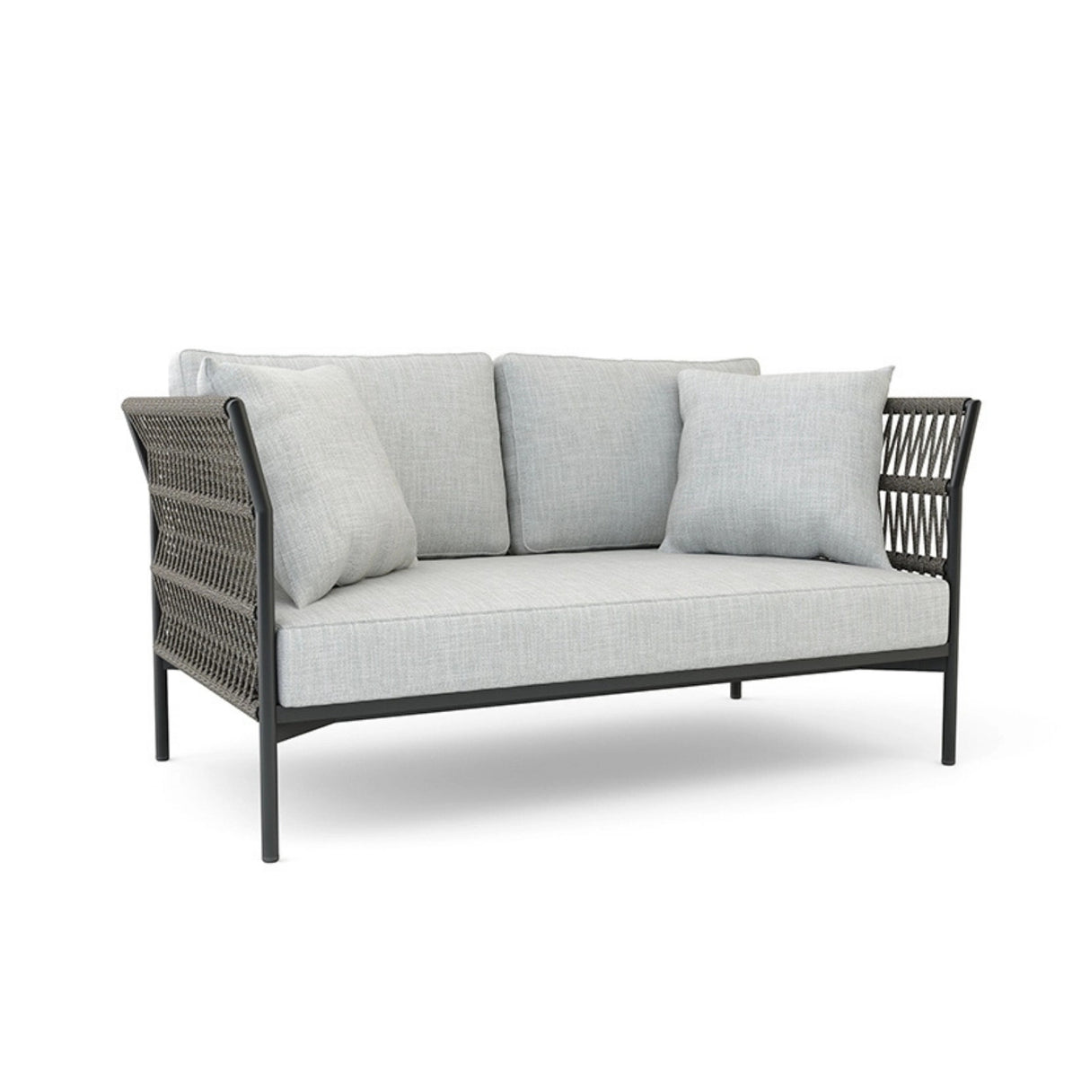 Outdoor Rope 7-Seater Sofa Set With Glass Top Table