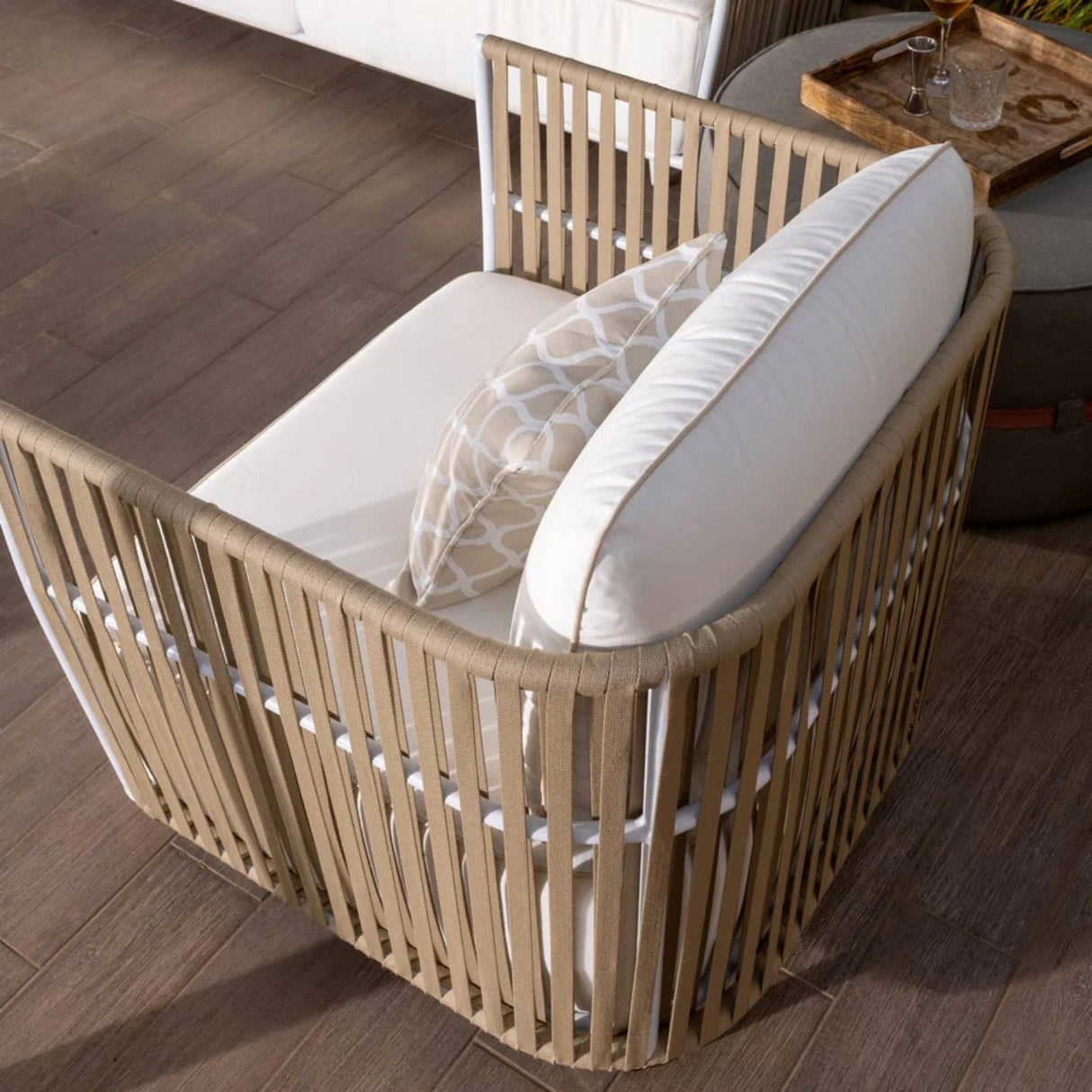 All-Weather Rope 4- Seater Sofa Set With Glass Top Table