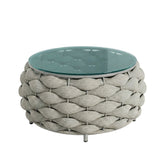 Outdoor Rope 5-Seater Sofa Set with Glass Top Center Table (Grey)