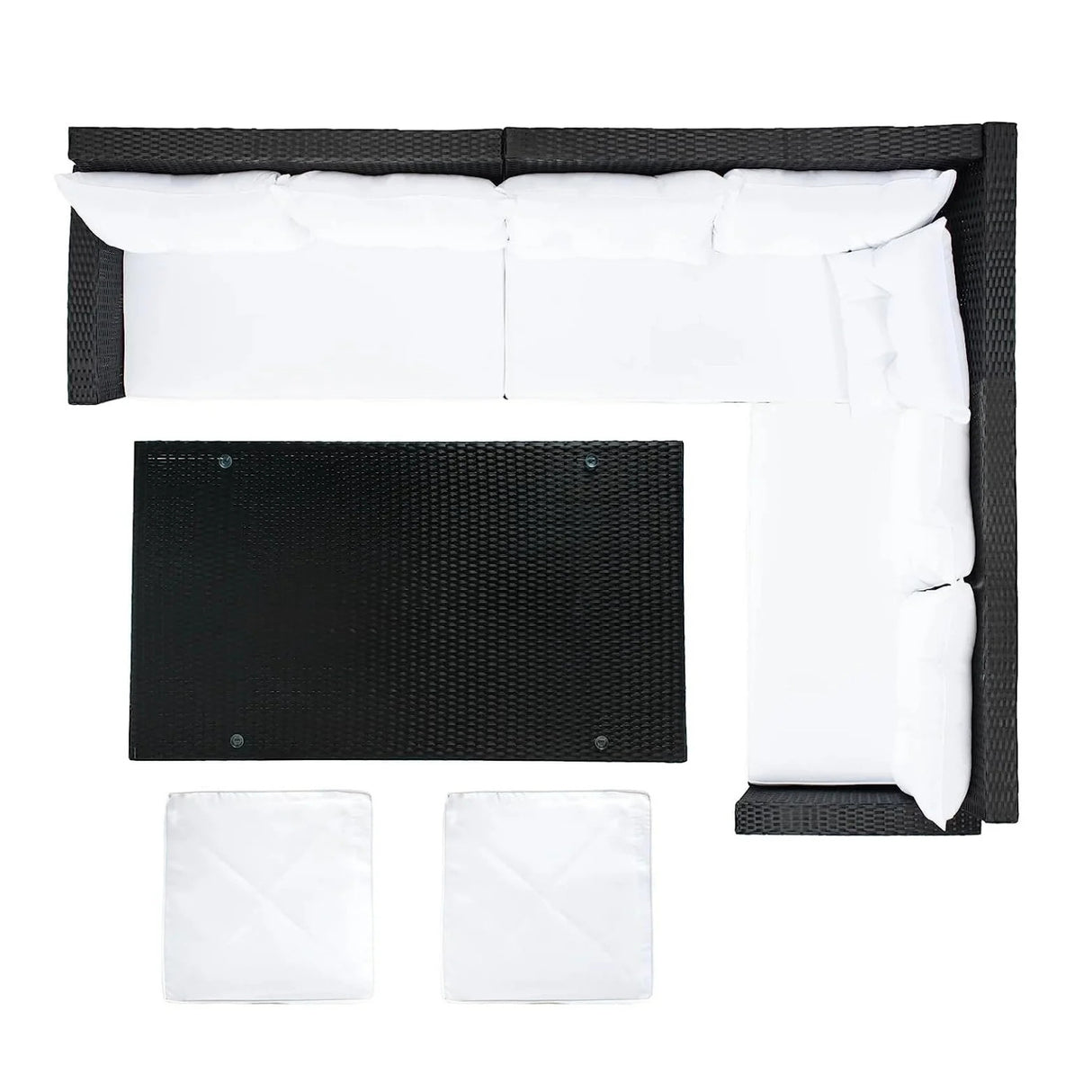 5-Piece Wicker Patio Conversation Set (Black/White)