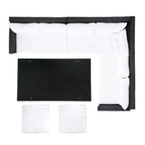 5-Piece Wicker Patio Conversation Set (Black/White)