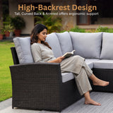 6-Piece All-Weather Wicker Patio Furniture Set (Black/Grey)