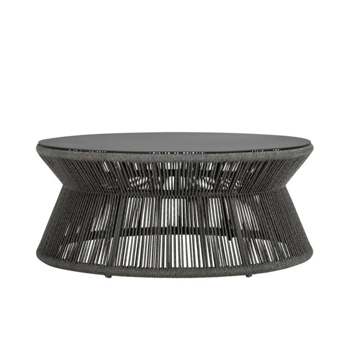 Outdoor Rope L-Shape Sofa Set with Center & Side Table (Grey)