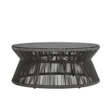 Outdoor Rope L-Shape Sofa Set with Center & Side Table (Grey)