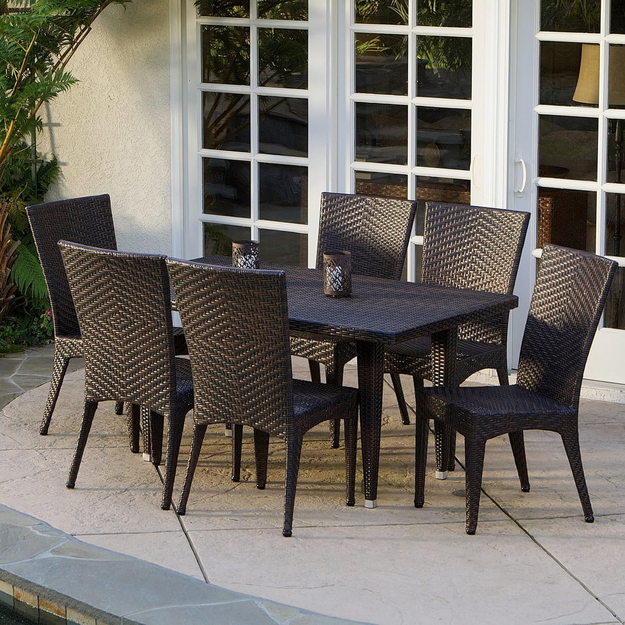 Outdoor All-Weather Resistant Rattan Wicker 7-Piece Dining Set