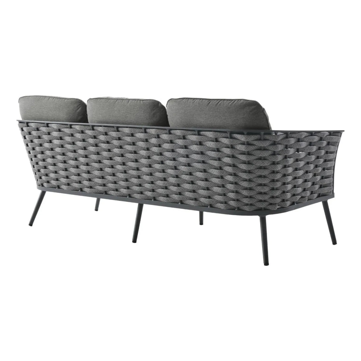 4 Piece Outdoor Rope Sofa Set with Wooden Top Table