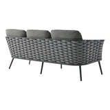 4 Piece Outdoor Rope Sofa Set with Wooden Top Table