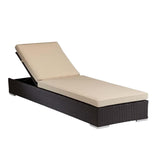 Outdoor All-Weather Rattan Wicker Lounger (Dark Brown & Cream)