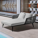 Outdoor Black Rope Patio Daybed with Comfortable Grey Cushion