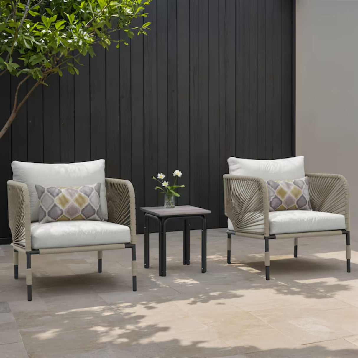3 Piece Garden Outdoor Rope Patio Set
