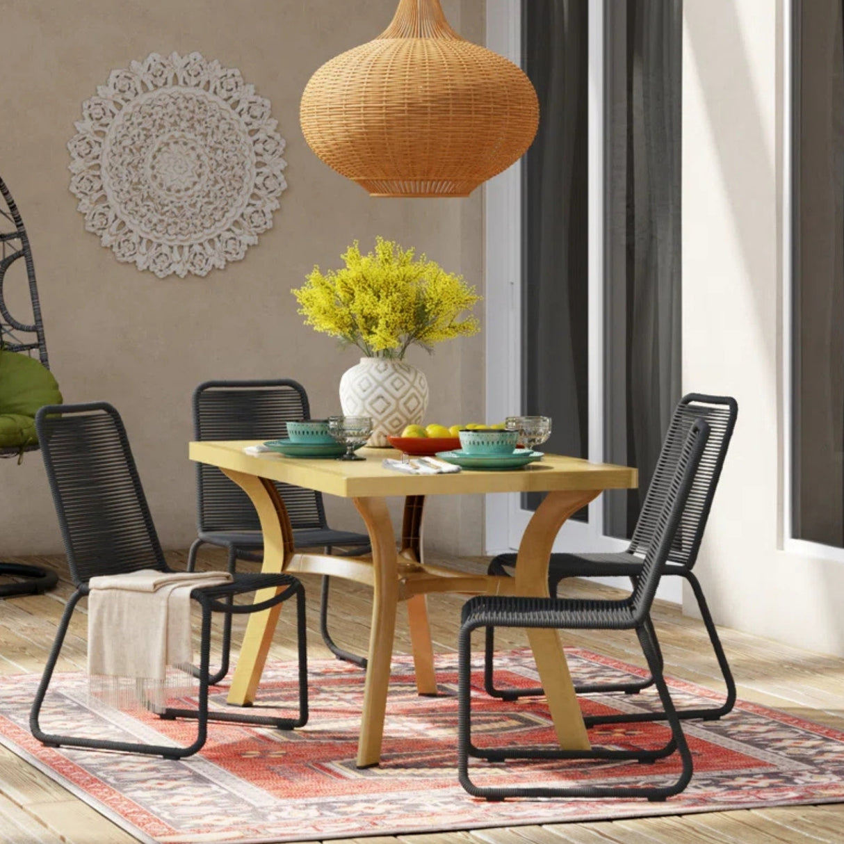 2-Piece Outdoor Rope Patio Dining Chairs