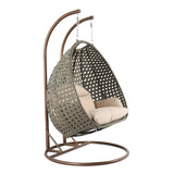 Double Seater Hanging Swing Chair (Dark Brown/Cream)