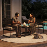 Outdoor 3-Piece Wicker Patio Set(Black & Cream)