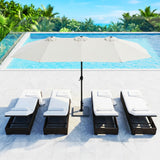 15FT Double-Sided Outdoor Patio Umbrella with Granite Base (White)
