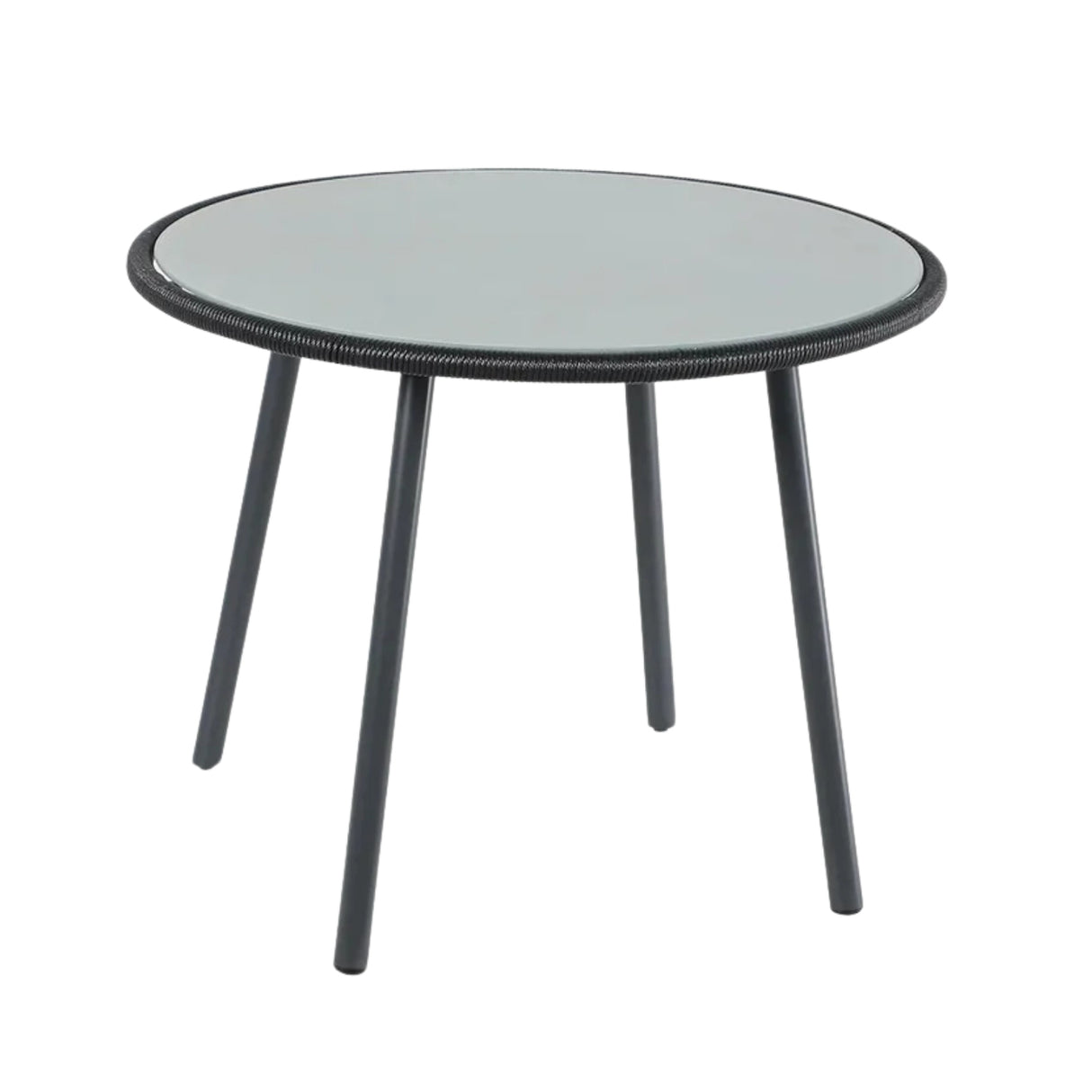 5-Piece Outdoor Patio Dining Set with Rope Chairs & Glass Top Table