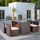 5-Piece Outdoor Patio Dining Set with Square Glass Tabletop