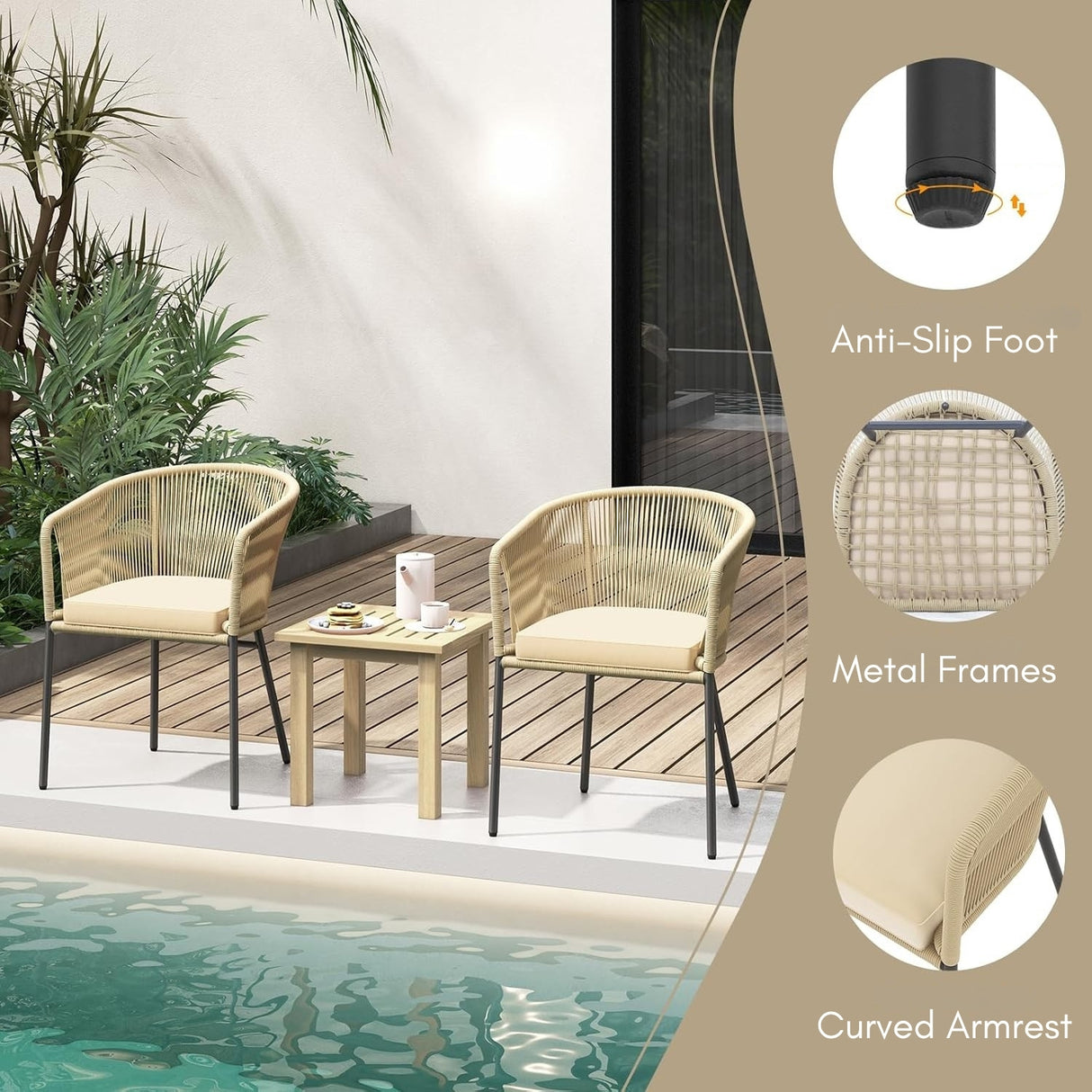 4-Piece Outdoor Rope Patio Dining Chairs