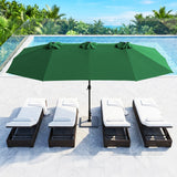 15FT Double-Sided Outdoor Patio Umbrella with Granite Base (Green)