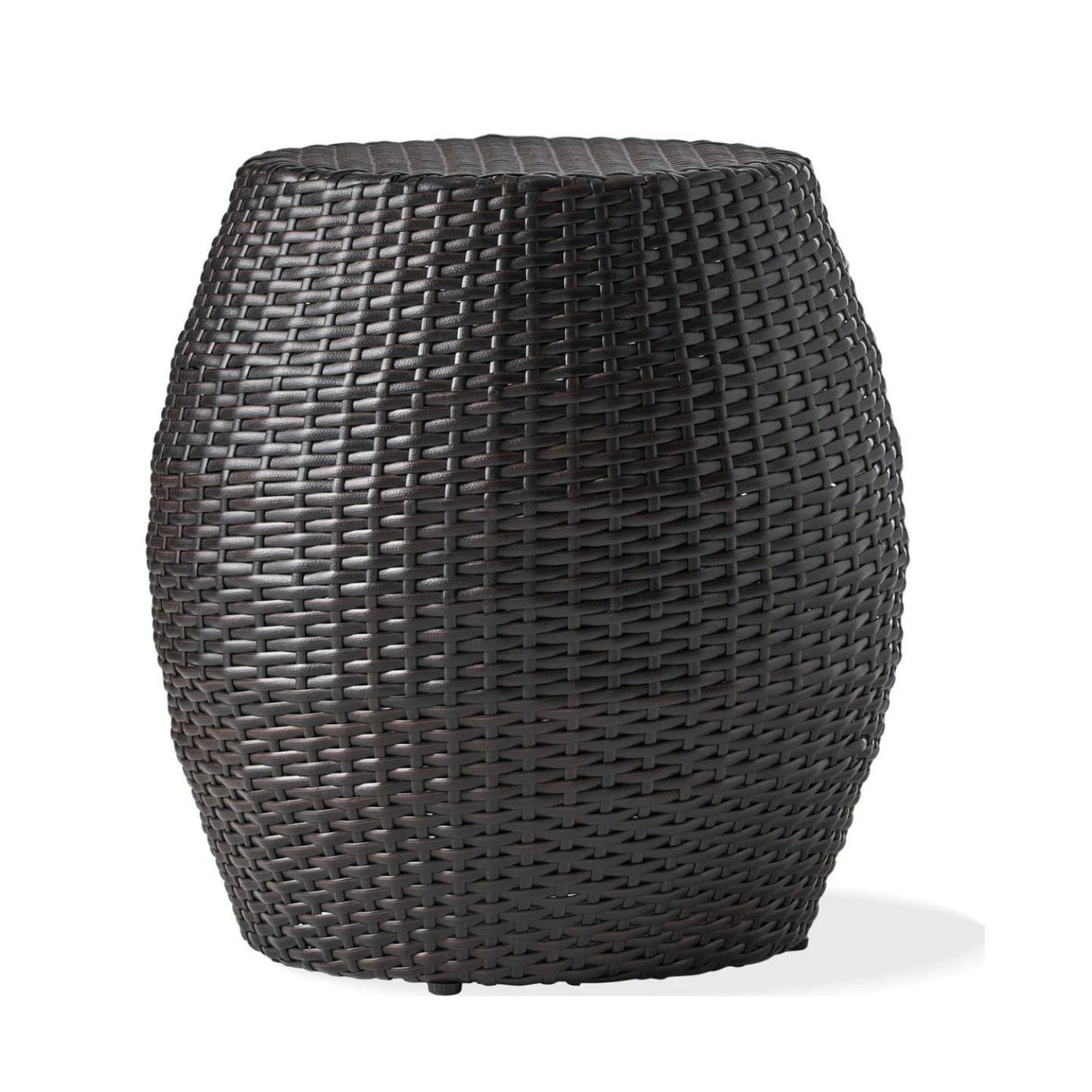 Dark Brown Rattan Damru Accent Table for Patio