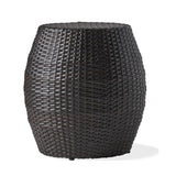 Dark Brown Rattan Damru Accent Table for Patio
