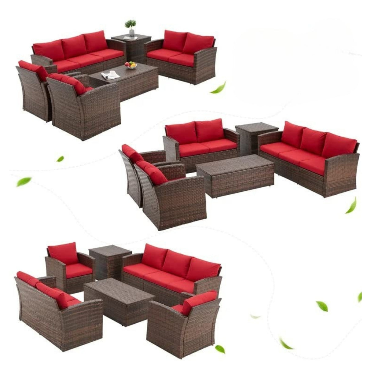Outdoor 7-Seater Wicker Sectional Sofa Set