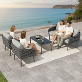 Outdoor Rope Sofa Set With Glass Top Table