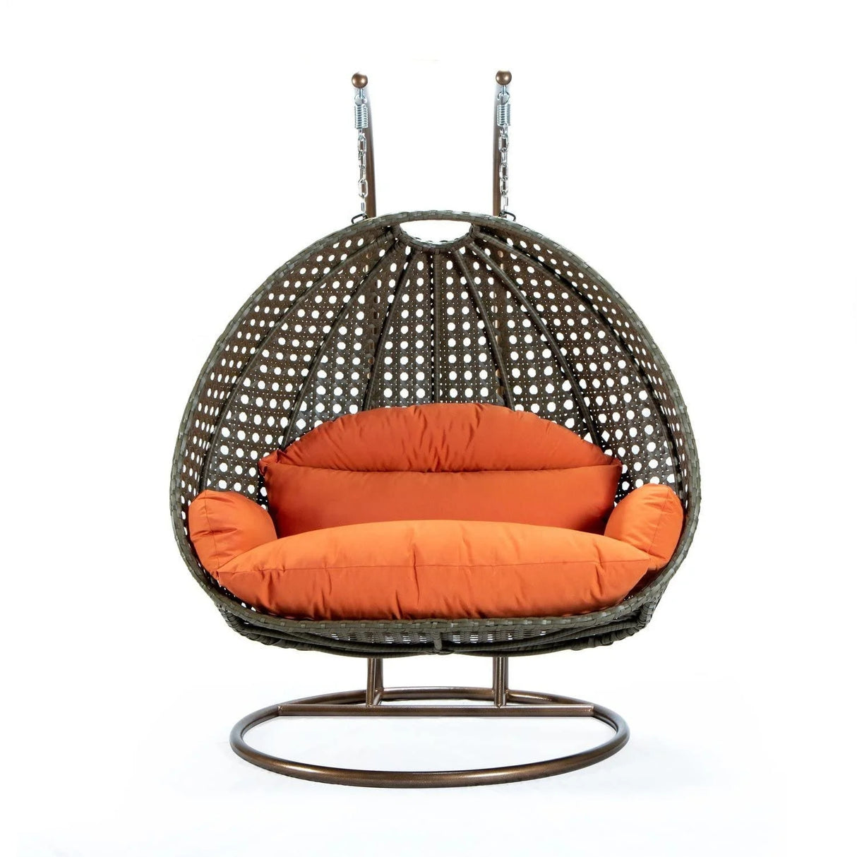 Double Seater Hanging Swing Chair (Dark Brown/Orange)
