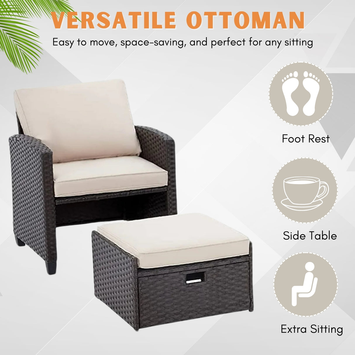 5 Piece Outdoor Patio Wicker Furniture Set