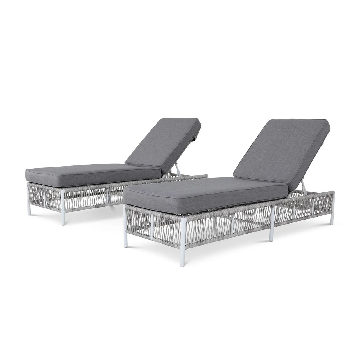 Outdoor Rope Lounge Chairs Set of 2 with Thick Cushions