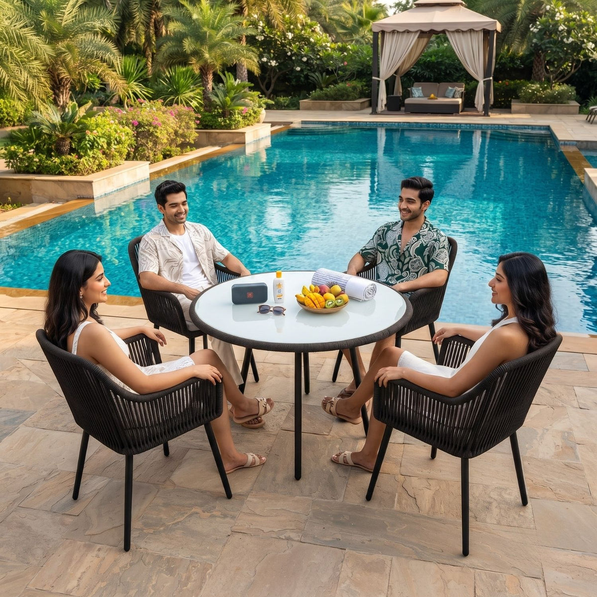 5-Piece Outdoor Rope Patio Dining Set