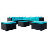 5-Piece Outdoor Wicker Furniture Set Modern Outdoor L-Shaped