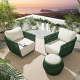 Outdoor Rope 3-Piece Patio Sofa Set (Green & Off-White)