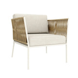 Outdoor Rope 4-Piece Sofa Set with Wooden Top Round Table