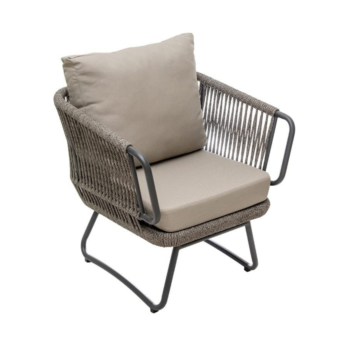 4-Piece Rope Sofa Set With Glass Top Table