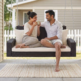 Dark Brown Rattan Wicker Two Seater Sofa Swing