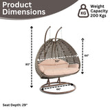 Double Seater Hanging Swing Chair (Dark Brown/Cream)