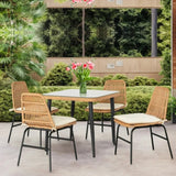 5-Piece Outdoor Patio Dining Set With Rattan Chairs & Glass-Top Table