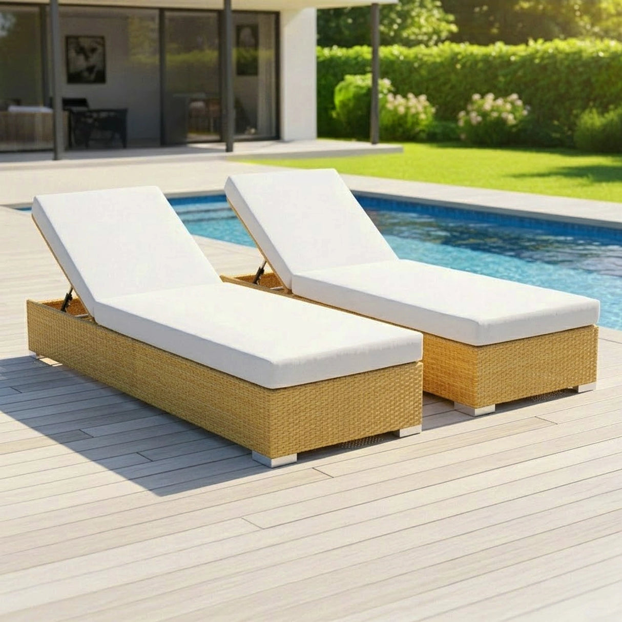 Outdoor 2-Piece Chaise Lounge Chair with Adjustable Settings and Cushions
