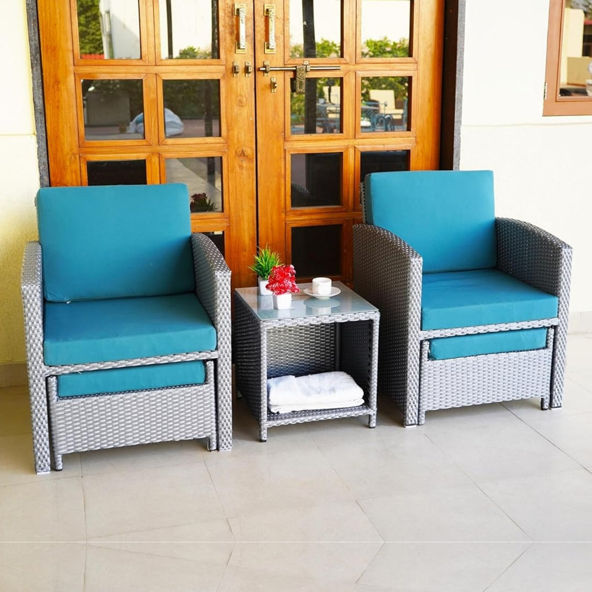 Outdoor 5 Piece Patio Wicker All Weather Sectional Furniture Set