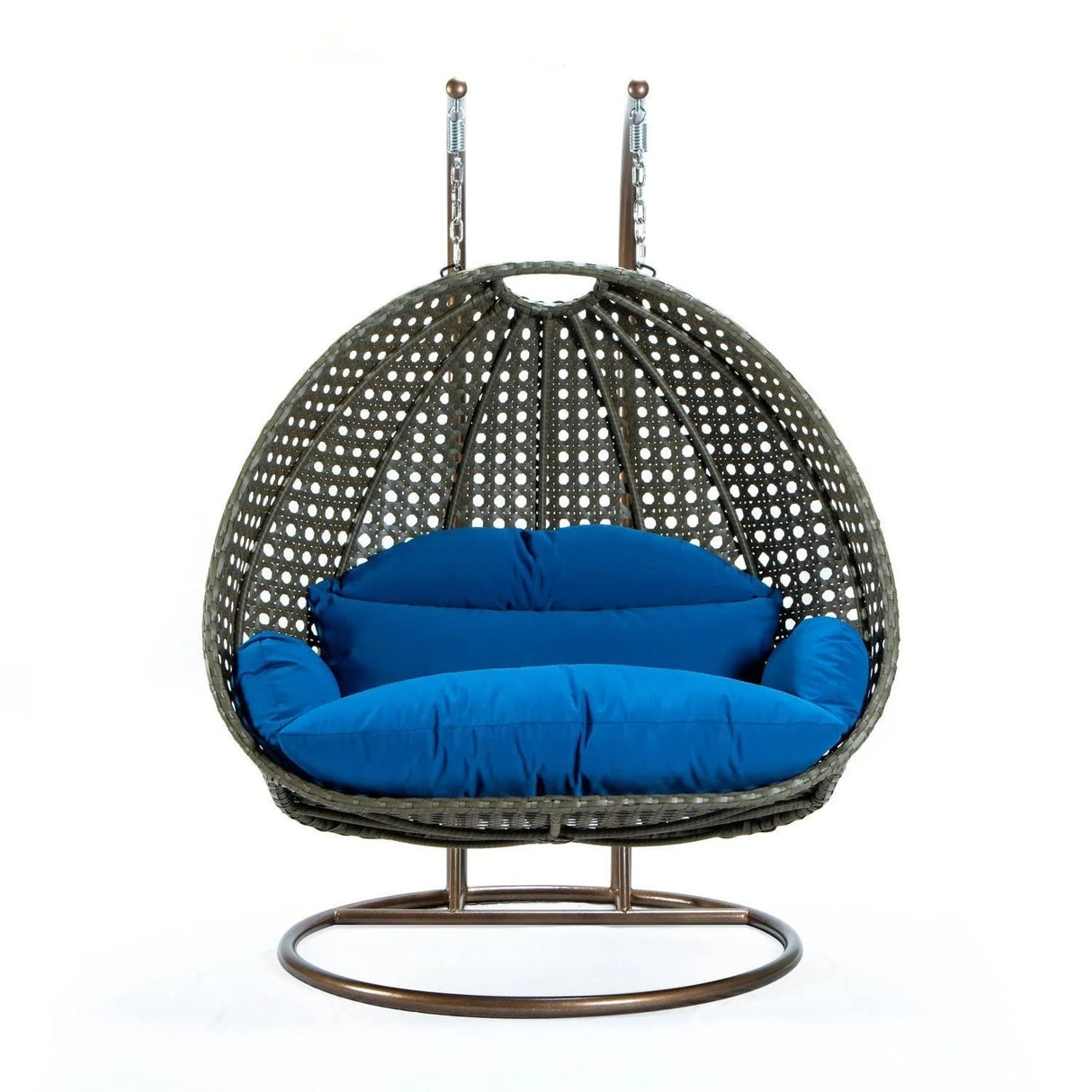 Double Seater Hanging Swing Chair (Dark Brown/Royal Blue)