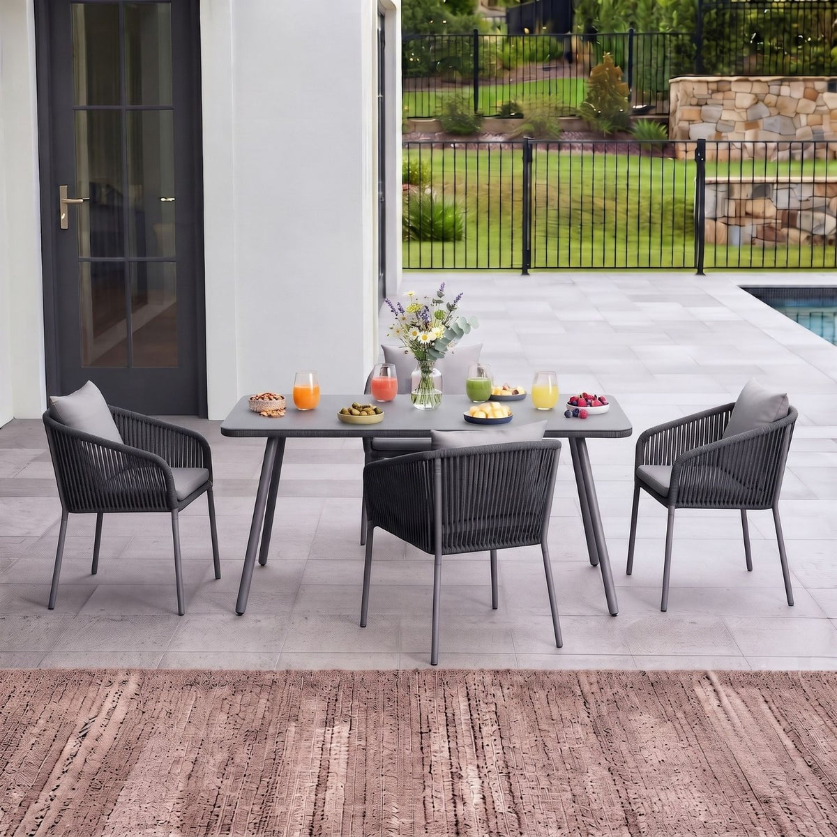Outdoor Rope 5-Piece Patio Dining Set