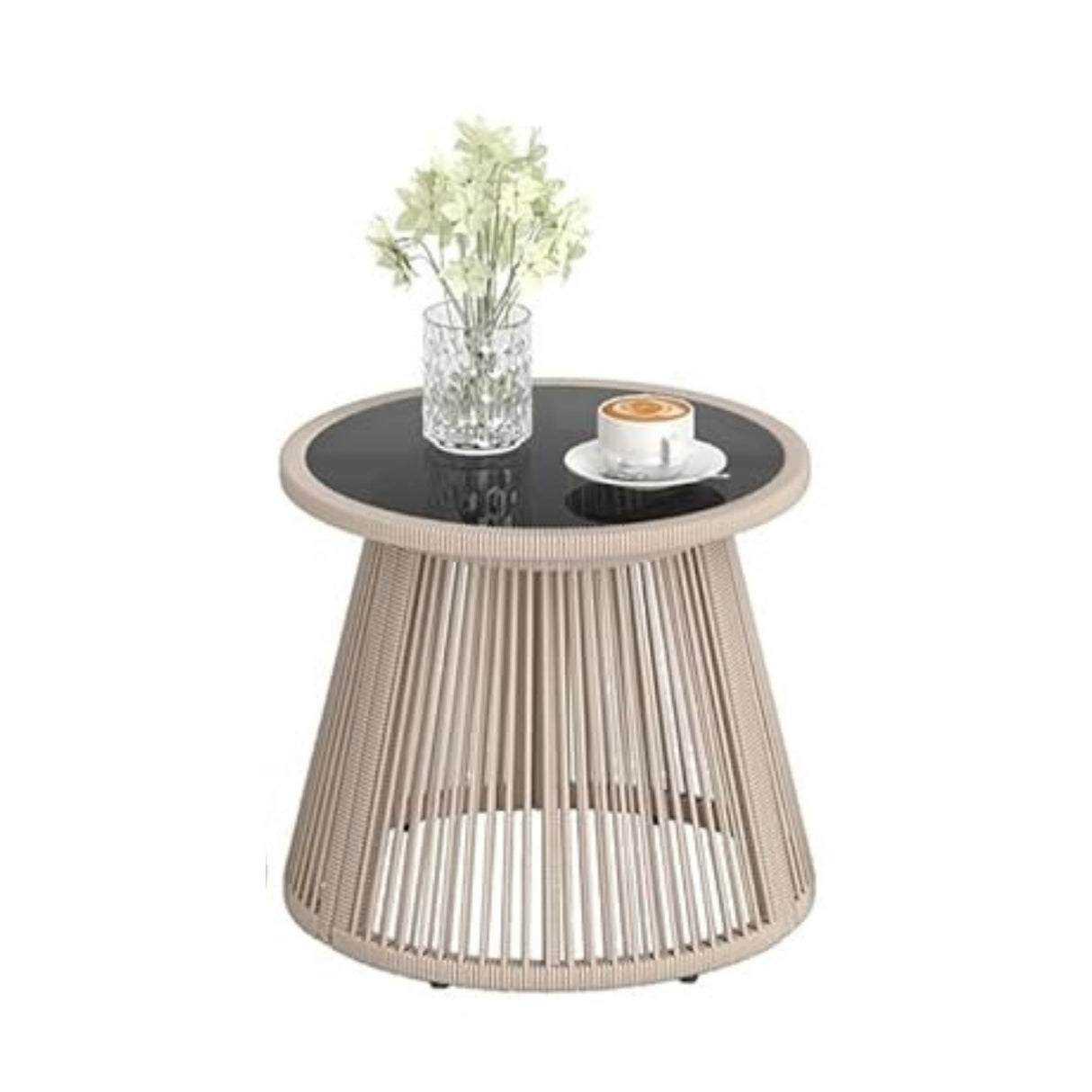 Outdoor Rope 3-Piece Patio Set (Beige & Off-White)