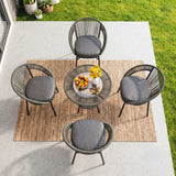 Outdoor 4-Seater Patio Rope Conversation Set (Grey & Dark Grey)