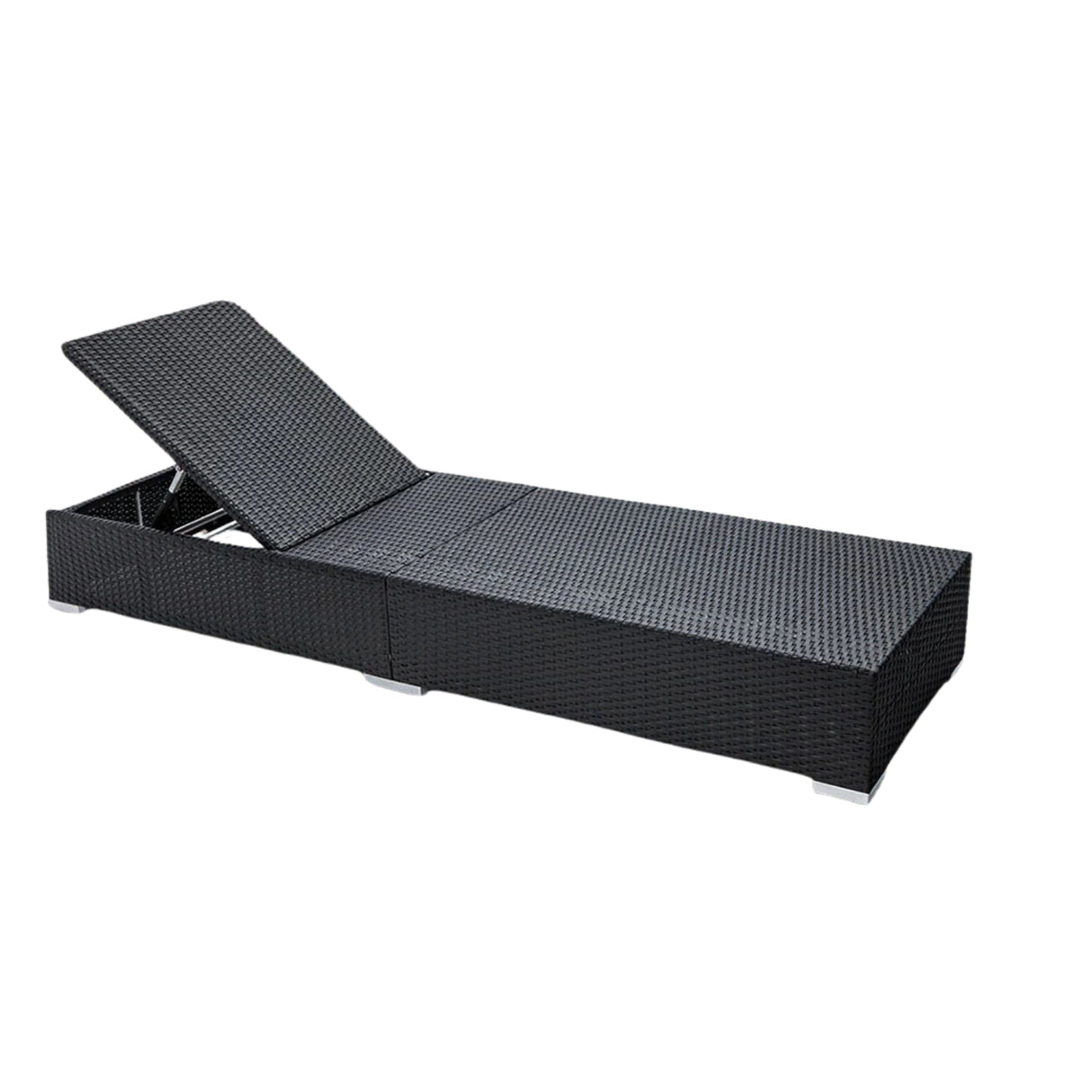 Outdoor All-Weather Rattan Wicker Lounger (Black & Grey)