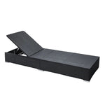 Outdoor All-Weather Rattan Wicker Lounger (Black & Grey)