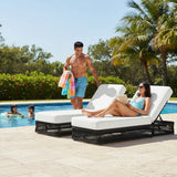 Outdoor All-Weather Rope Lounger Set of 2 (Black & White)