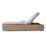 Outdoor All-Weather Rattan Wicker Lounger (Beige & Grey)