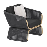 Outdoor Braided Rope Sofa Set With 2-Tier Glass Top Table